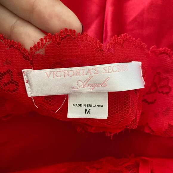 Victoria's Secret Angel Whimsical Whimsygoth Red Lace Bow Mini Slip Dress M - Picture 8 of 8